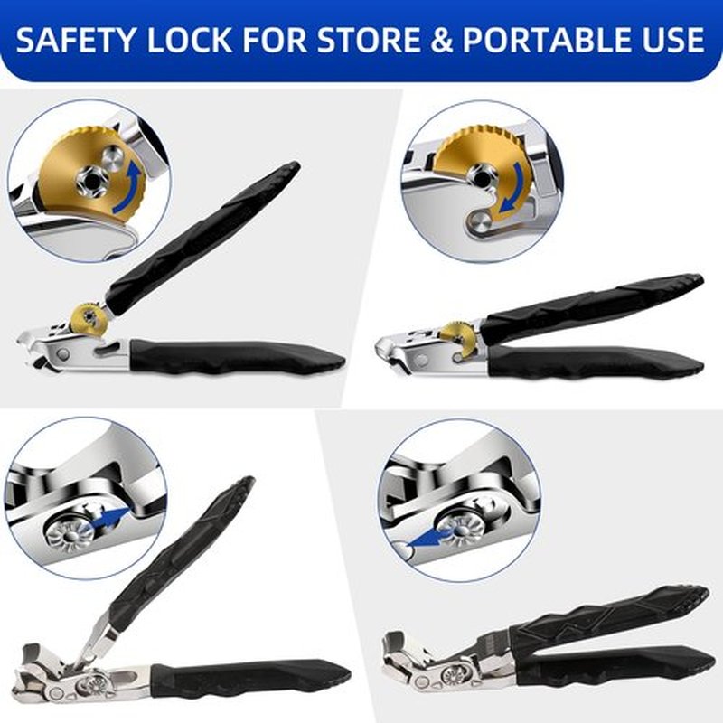 Thick Toenail Clippers for Seniors, Professional Edgy Nail Clippers for Men, Heavy Duty Large Finger Nail Clippers Adult, Angled Head Nail Clippers Cutters with Long Handle (4PCS Nail Clippers Set)