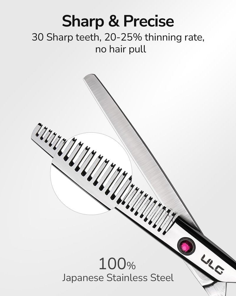 ULG Hair Thinning Scissors Professional Barber’s Texturizing Teeth Shears for Hairdressing, Salon and Home Use Thinning Shears for Hair Cutting, Made of Japanese Stainless Steel, 6.5 inch