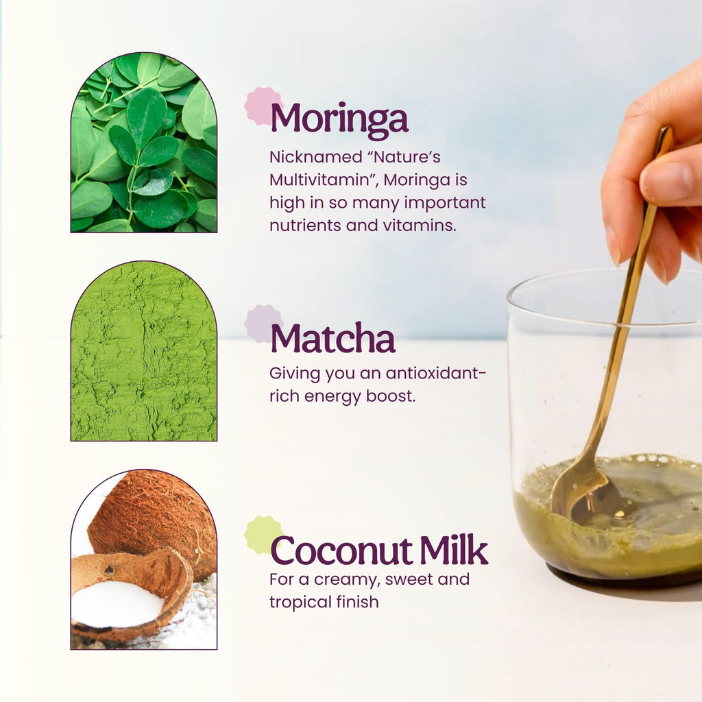 Blume Superfoods Latte - Matcha Powder with Coconut, Natural Caffeine, L-Theanine, All Day Energy & Focus, Sugar-Free, Moringa, Vegan, Organic Matcha Latte from Shizuoka Japan, Green Tea - 25 Servings