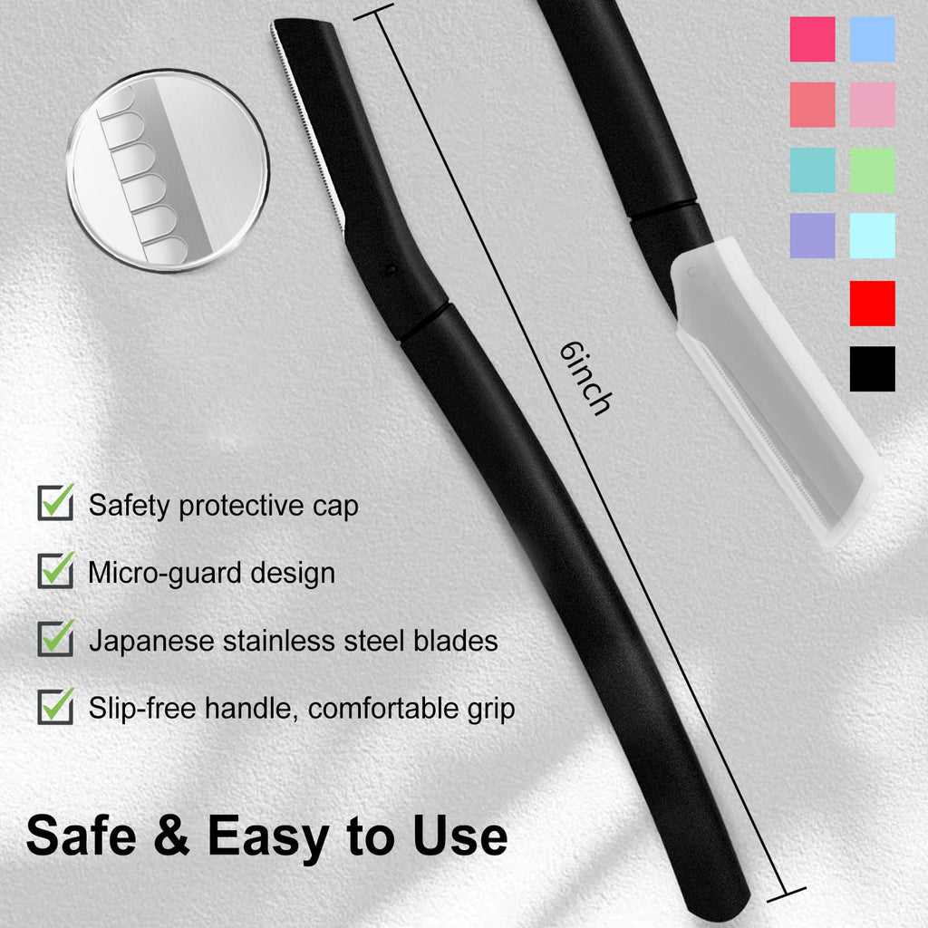 Dermaplane Razor for Women, Facial Razor, Peach Fuzz Remover, 10ct Black