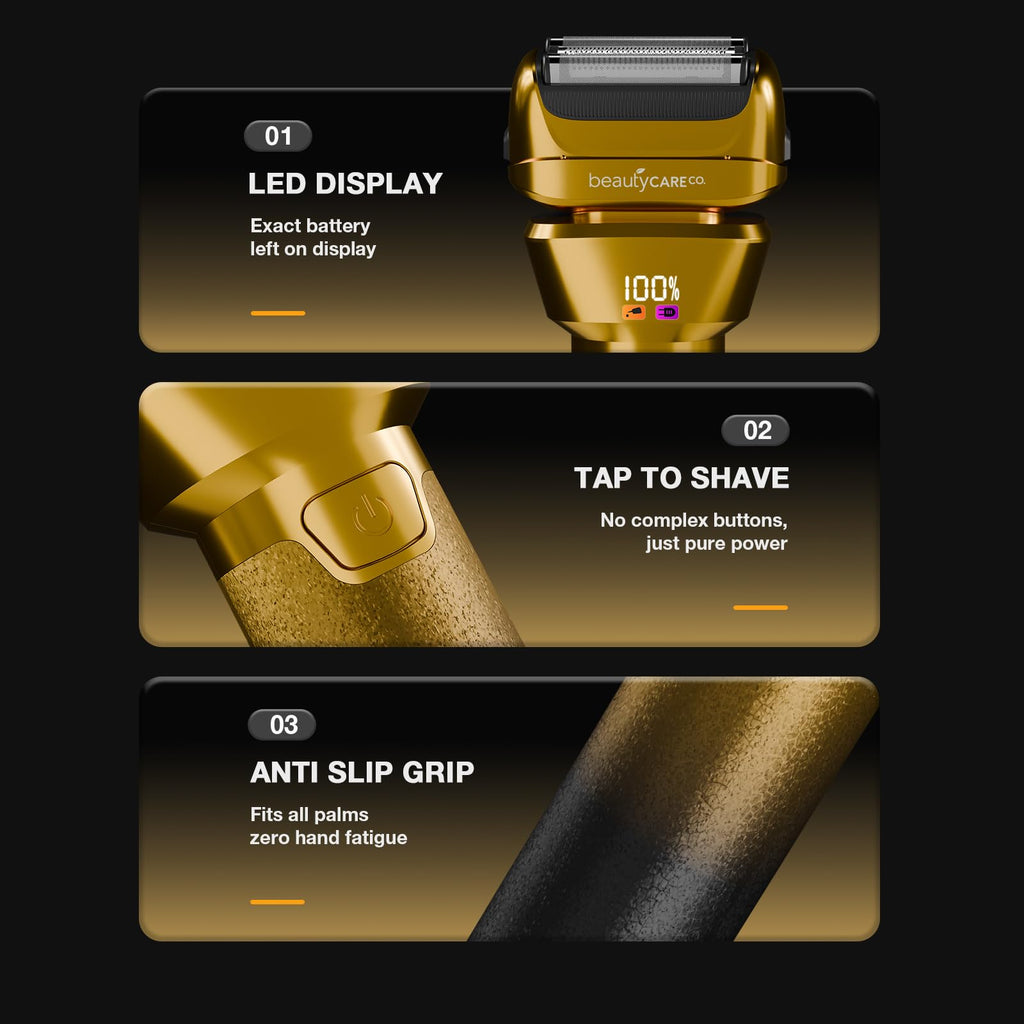 BEAUTYCARE Electric Foil Shaver for Men, for Short Beard, Gold