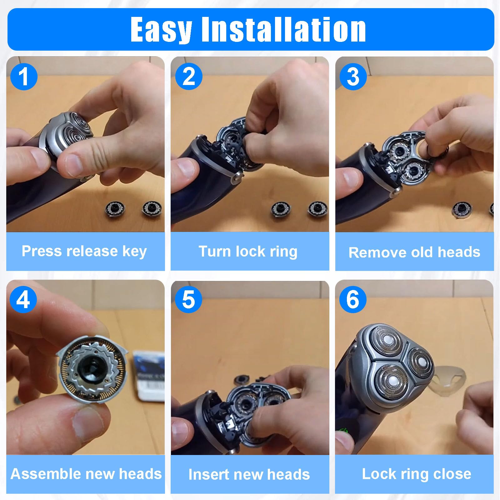 HQ9 Replacement Heads, Shaver Heads Blades Cutter Replacement for Compatible with Philipss Nore-lcos SpeedXL 8240XL 8140XL 8150XL 8160XL 8170XL, 8100 Series, 8200 Series, 9100 Series, and PT/AT900