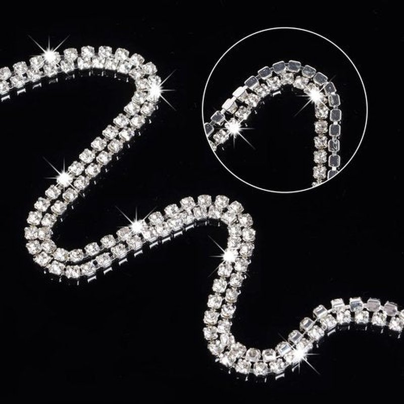 hoyuwak 6Pcs Hair Jewelry for Braids Rhinestone Hair Chains Clip In Bling Tassel Hair Charms Accessories for Women Girls Festival Rave, Silver