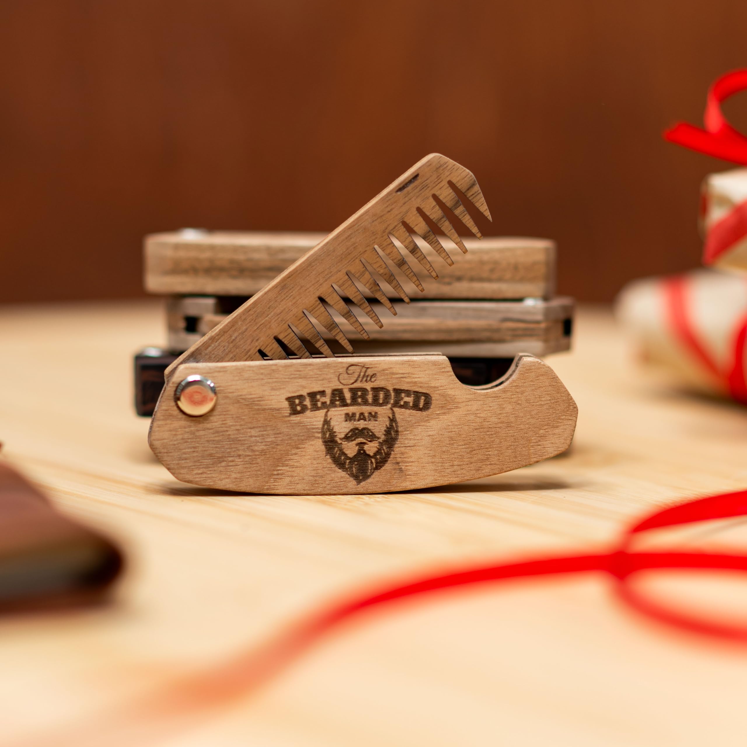Engraved Wooden Beard Comb for Men (The Bearded Man)