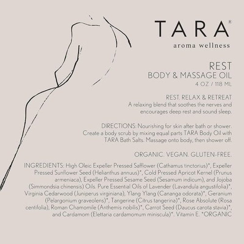 TARA Spa Therapy Body & Massage Oil - Premium Organic Relaxation Blend with Lavender, Chamomile & Sandalwood, 4 oz