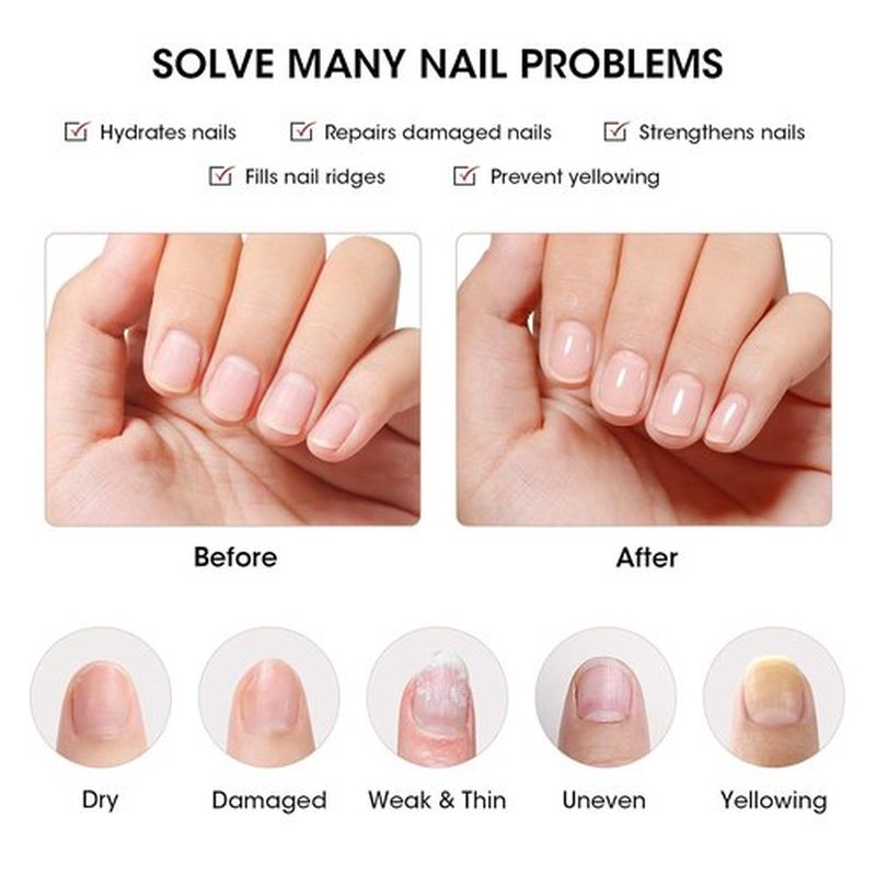 GELLEN Clear Nail Polish Base Coat - Ridge Filling Sheer Nude Tint | Smooth & Nourish Damaged Nails with Shea Butter & Vitamin E