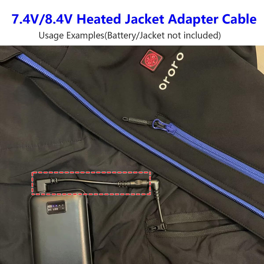 Wamlet 7.4V/9V Heated Jacket & Vest Battery Step-up Adapter Charger for ORORO,Venustas,WASOTO,Topdot,Gobi Heat Heated Jackets and Vests(Black)