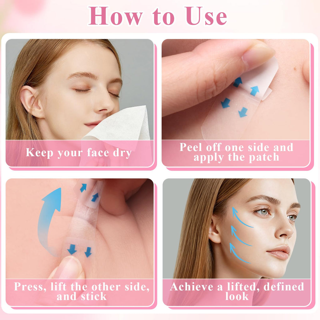 Dexspoeny 168 Pcs Face Lift Tape Invisible with String, Instant Face Lifting, Waterproof V-Shaped Facelift Lift Tapes for Sagging Skin, Double Chin, Wrinkles, Jawline, Eyes Women Beauty Makeup