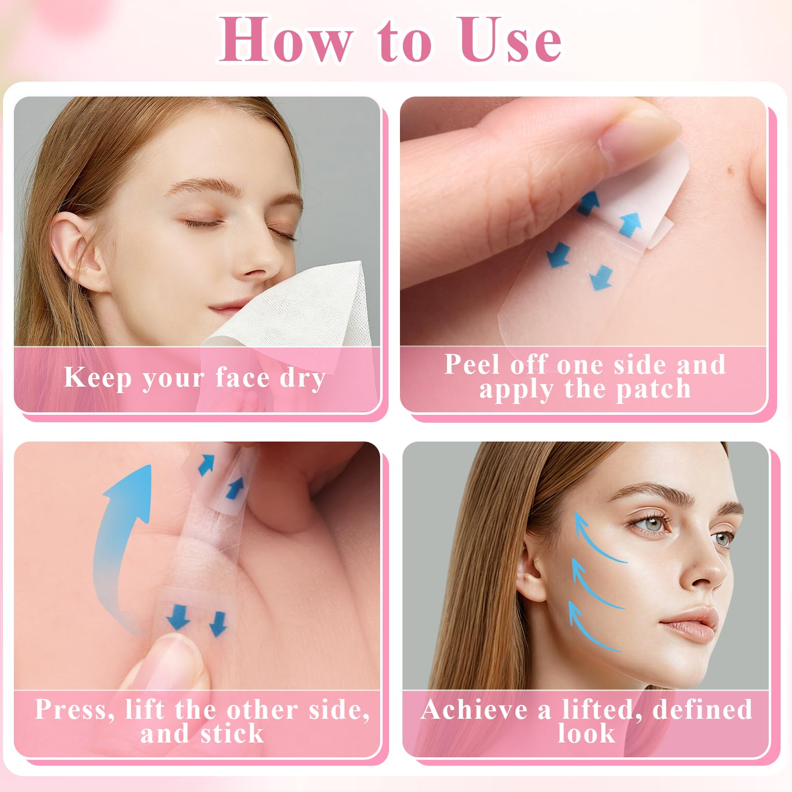 Dexspoeny 168 Pcs Face Lift Tape Invisible with String, Instant Face Lifting, Waterproof V-Shaped Facelift Lift Tapes for Sagging Skin, Double Chin, Wrinkles, Jawline, Eyes Women Beauty Makeup