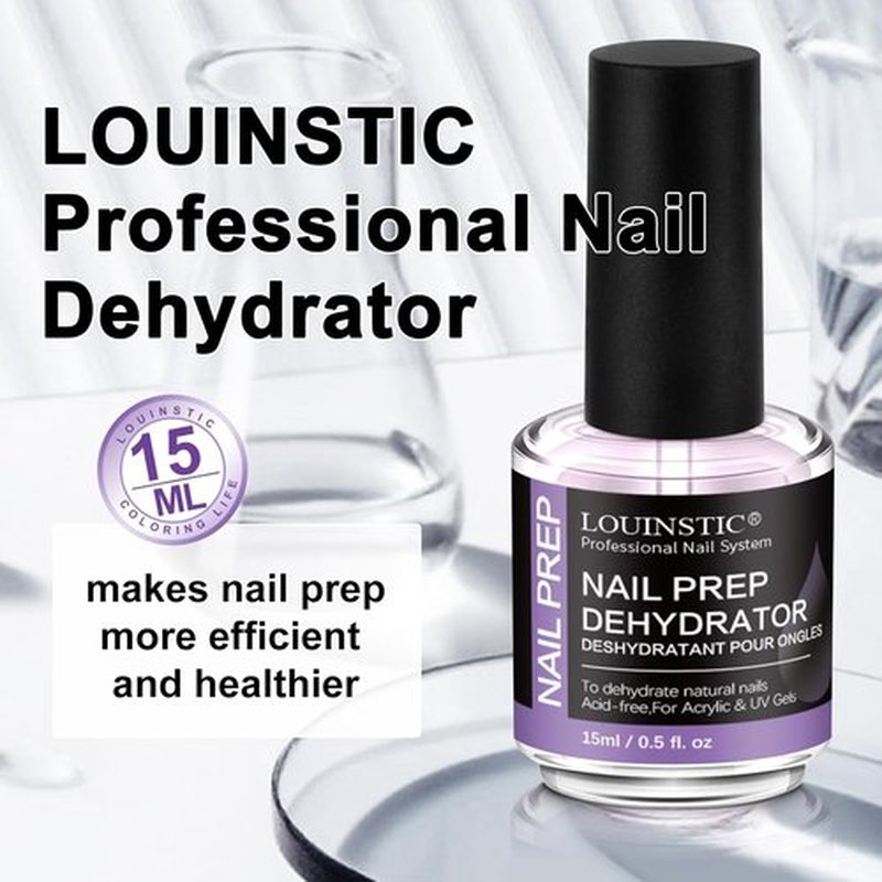 LOUINSTIC Nail Dehydrator - Acid-Free 15ml for Fast Air-Dry Prep | Hema-Free, Low-Odor, No Burn