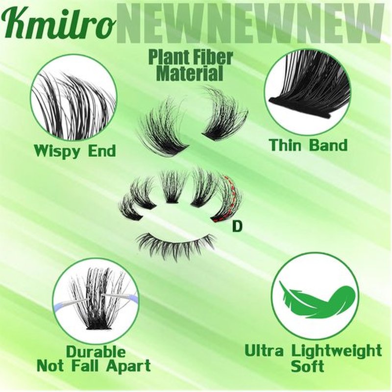 Kmilro Lash Clusters with Bottom Lashes Cluster Eyelash Extensions Wispy 10-22mm Volume Individual Lashes with Lower Eyelash Clusters 316pcs 150D+200D Thick False Lashes DIY at Home