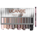 UCANBE 2 PCS Eyeshadow Makeup Palette Kit, 12 Color Nude Eye Shadow Set, Neutral Matte Shimmer Make Up Pallet With Double-Ended Brush, Highly Pigmented Long Lasting Waterproof