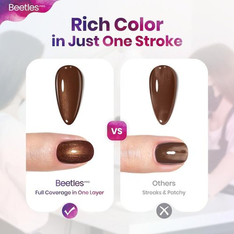 Beetles Pro Brown Gel Polish - Shady Intentions | 20ml Dark Brown Shimmer Nail Polish, High Pigment Soak Off for Long-Lasting Summer Manicures
