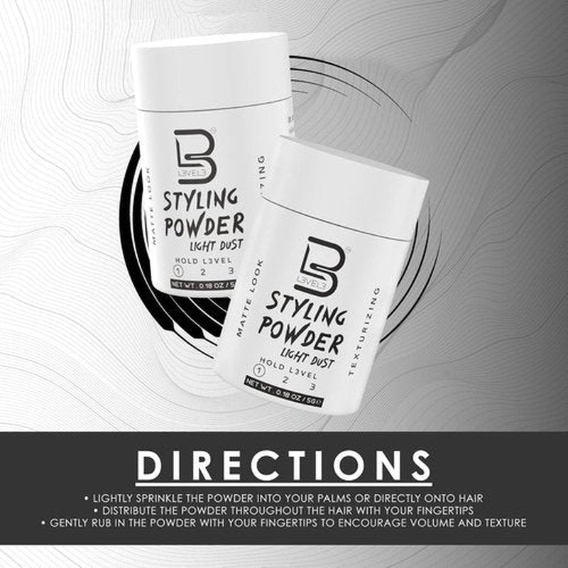 L3 Level 3 Travel Styling Powder - Small 0.18 oz for Travel - Natural Look Mens Powder (6, White)