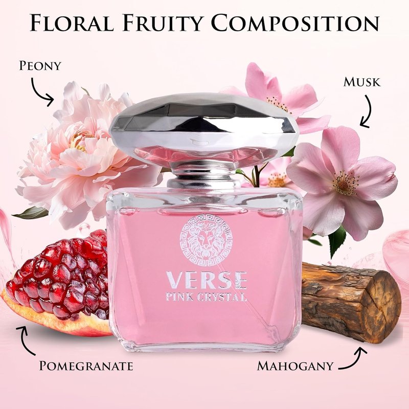 Verse Women's Perfume Set - Luxury Eau De Parfum Trio in Pink Crystal, Golden & Dark - Long Lasting 3.4 Fl Oz Bottles