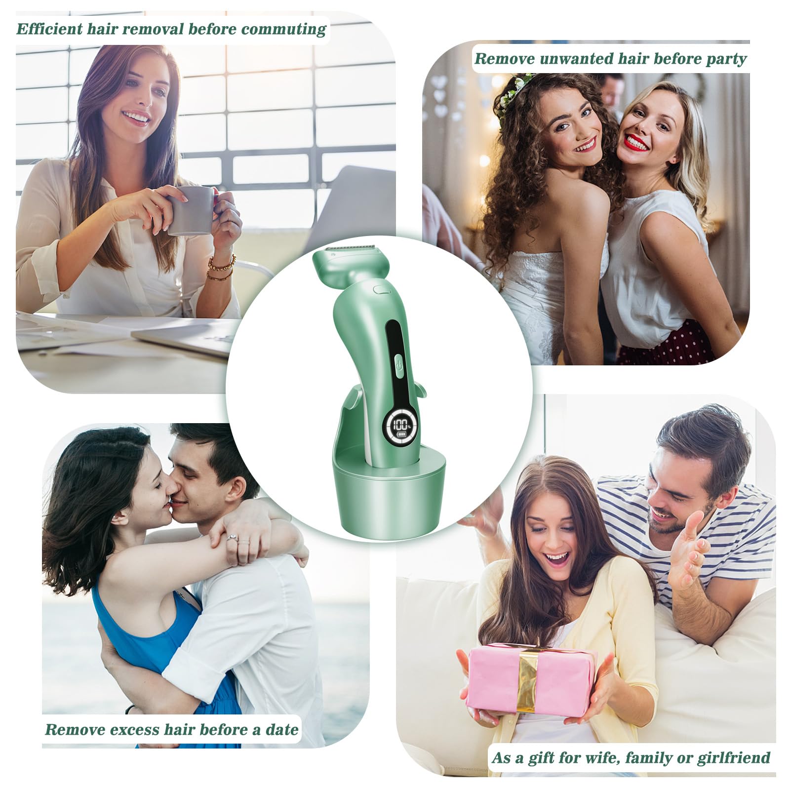 Akunbem Electric Razor for Women Electric Shaver for Legs Bikini Trimmer for Women Underarm Public Hairs Rechargeable Womens Shaver with Detachable Head Wet Dry Use Painless Cordless
