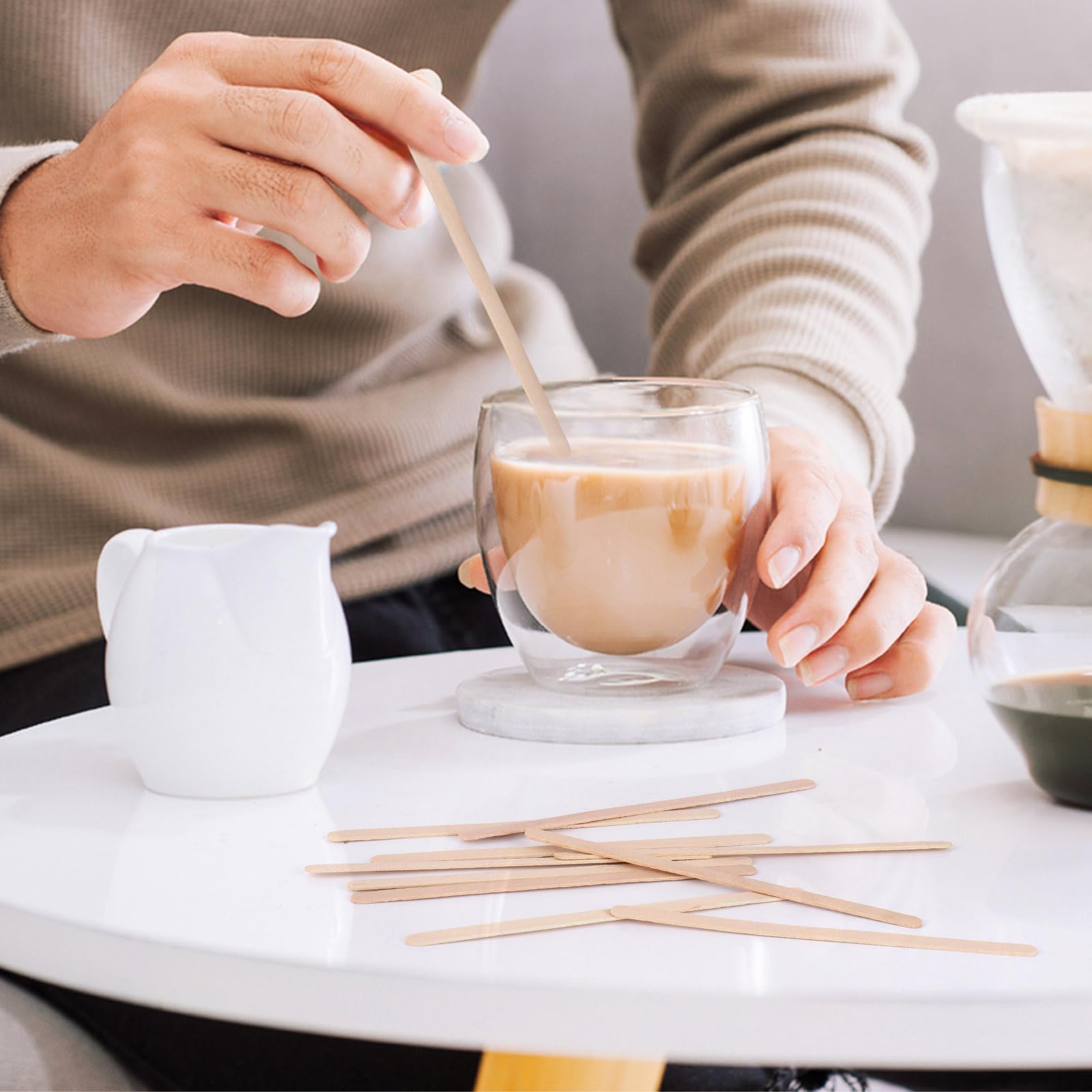 2000 Wooden Coffee Stirrers, 4.4 inches Stir Sticks Disposable Swizzle Stir Sticks for Coffee and Cocktails