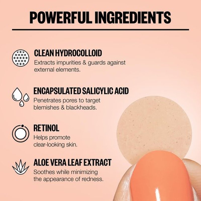 PEACE OUT Acne Healing Dots Hydrocolloid Pimple Patches, Acne Spot Treatment with Salicylic Acid, Retinol, and Aloe Vera for Blemishes and Breakouts, 40 Count