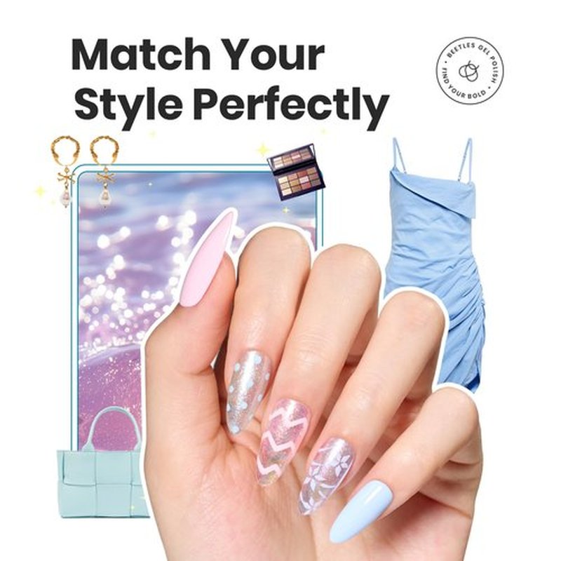Beetles Glitter Nail Polish Set, 6 Colors Dreamy Pastel Pearl Quick Dry Nail Polish Kit, Long Lasting Shine DIY Manicure Gift for Women Girl Christmas Nail Art