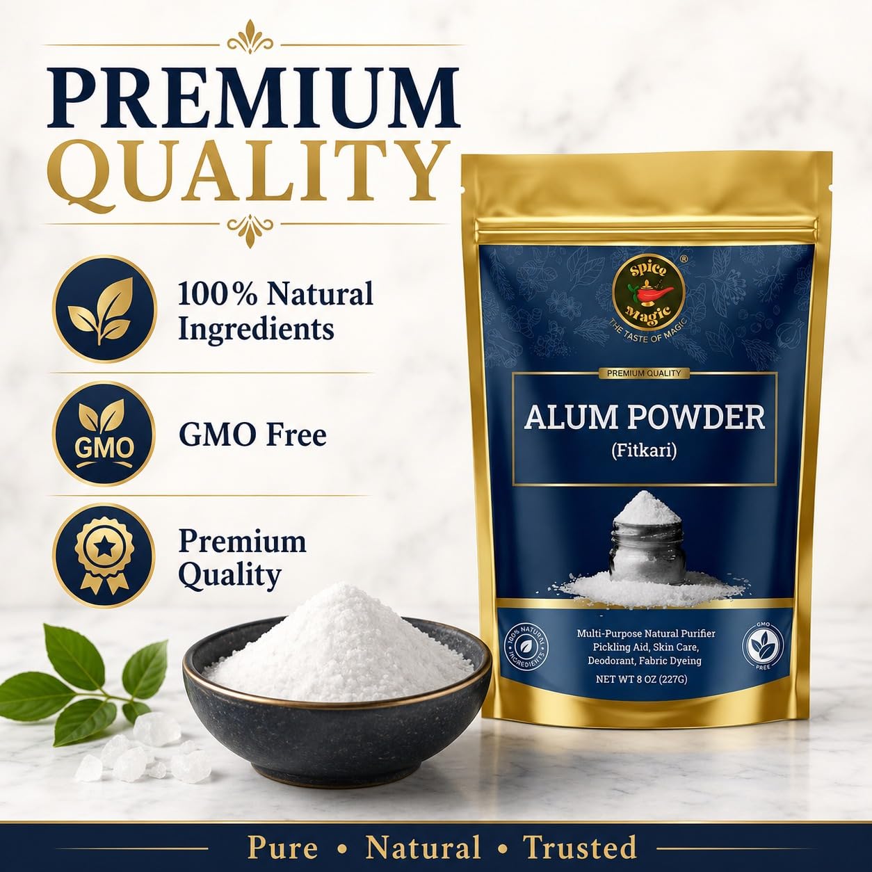 Spice Magic White Alum Powder, Food Grade for Pickling & Aftershave, 8 oz