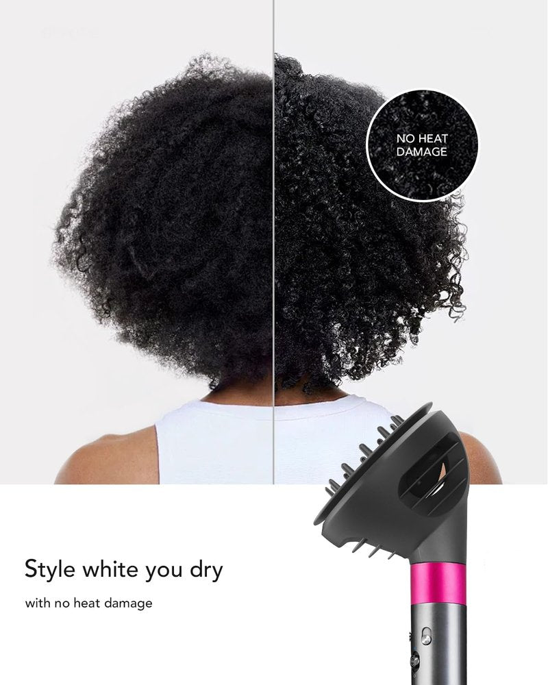 Wave+Curl Diffuser for Dyson Airwrap Styler, Upgraded Diffuser Nozzle Attachment for Dyson Airwrap HS01 HS05 HS08 for Wavy Curly or Coily Hair Type
