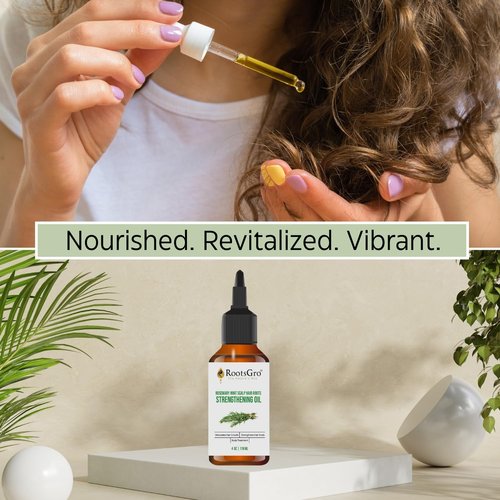 RootsGro Natural Hair Oil Blend - Rosemary, Peppermint, Lavender & 27 More Oils. Strengthens and Nourishes Hair | 4 ounce
