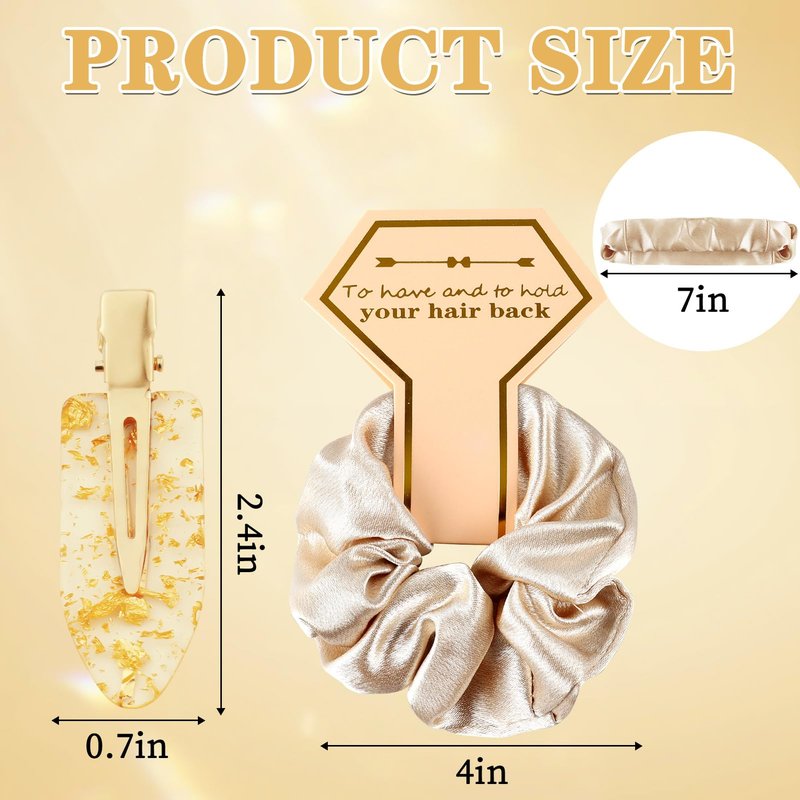 Zkptops 24Pcs Bridesmaid Proposal Gifts Bulk Cute Golden Glitter Hair Clips Soft Silk Satin Scrunchies Set for Bridal Wedding Bachelorette Party Favors Gift Bridesmaid Hair Accessories for Women Girls