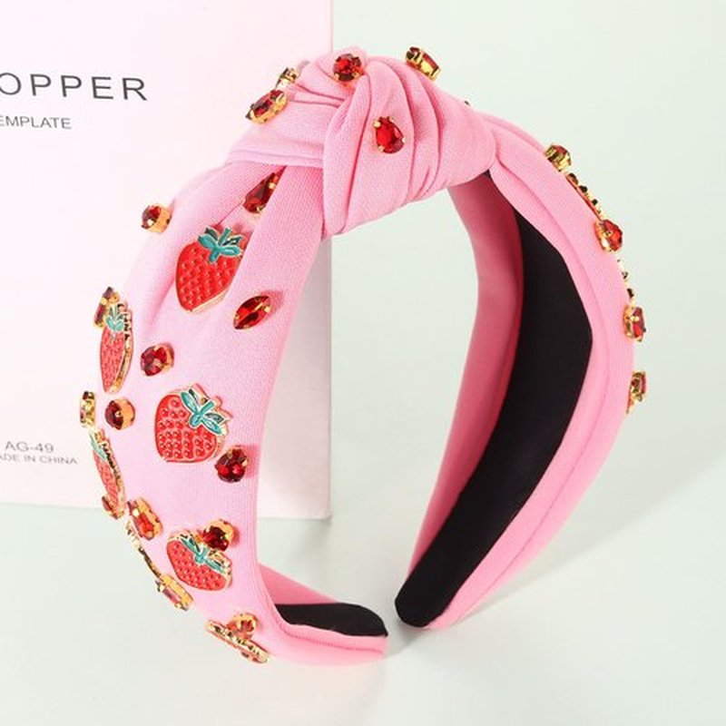 CEALXHENY Strawberry Headband for Women, Fruit A-Pink, Hair Accessory for Summer, Beach Vacation, Wedding, Party, One Size, 1 Count