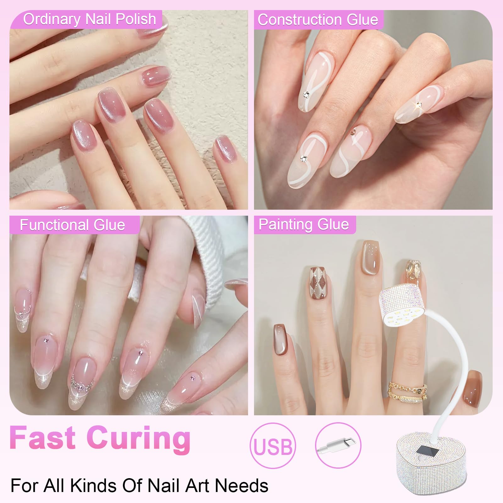 UV Nail Lamp,30W Rechargeable Gel Lamp Mini Cordless UV Light with 2 Timers & Auto Sensor,LED Fast Curing Goosenecks Gel Nail Polish Lamp for Home DIY Manicure (Silver Diamond)
