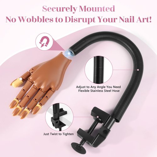 Adonafy Practice Hand for Acrylic Nails: Detachable Magnetic Practice Hand for DIY Nail Art - Realistic Flexible Fake Hand Manicure Training Finger at Home for Beginners