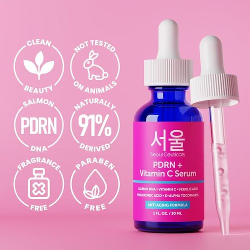 SeoulCeuticals PDRN Serum | Salmon DNA & Vitamin C Anti-Aging Skin Repair Booster - 1oz