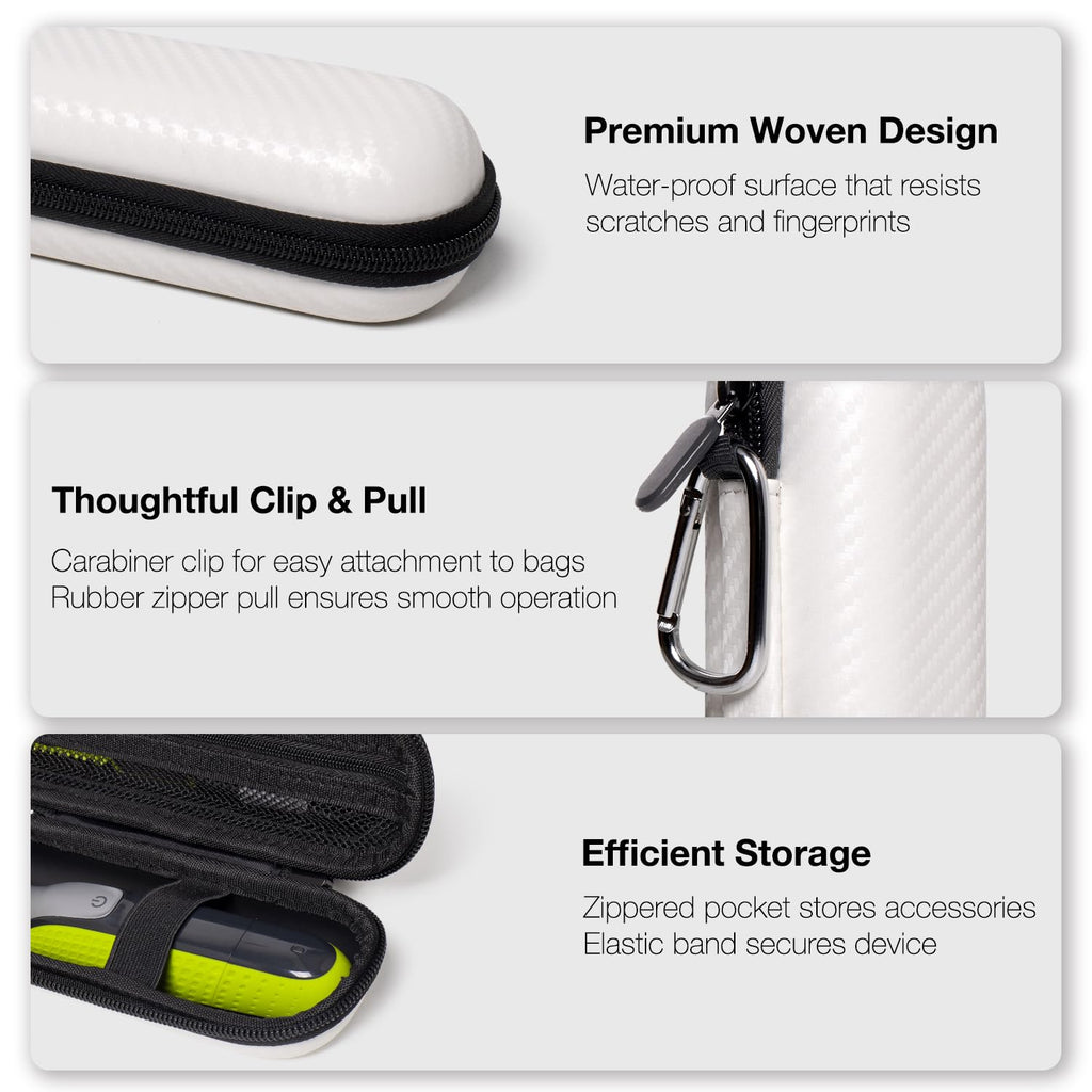 Nincha Compact Travel Trimmer Case for Philips Hybrid Electric Trimmer and Shaver, Face + Body Groomer QP2724/90, QP2834/70, QP1924/70, QP6531/70, QP4631/90, Hard Carrying Case, White