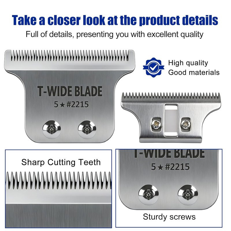 Wahl 5 Star Detailer Li Trimmer Replacement Blades - Adjustable Zero-Gap Stainless Steel, Silver | 2 Pack