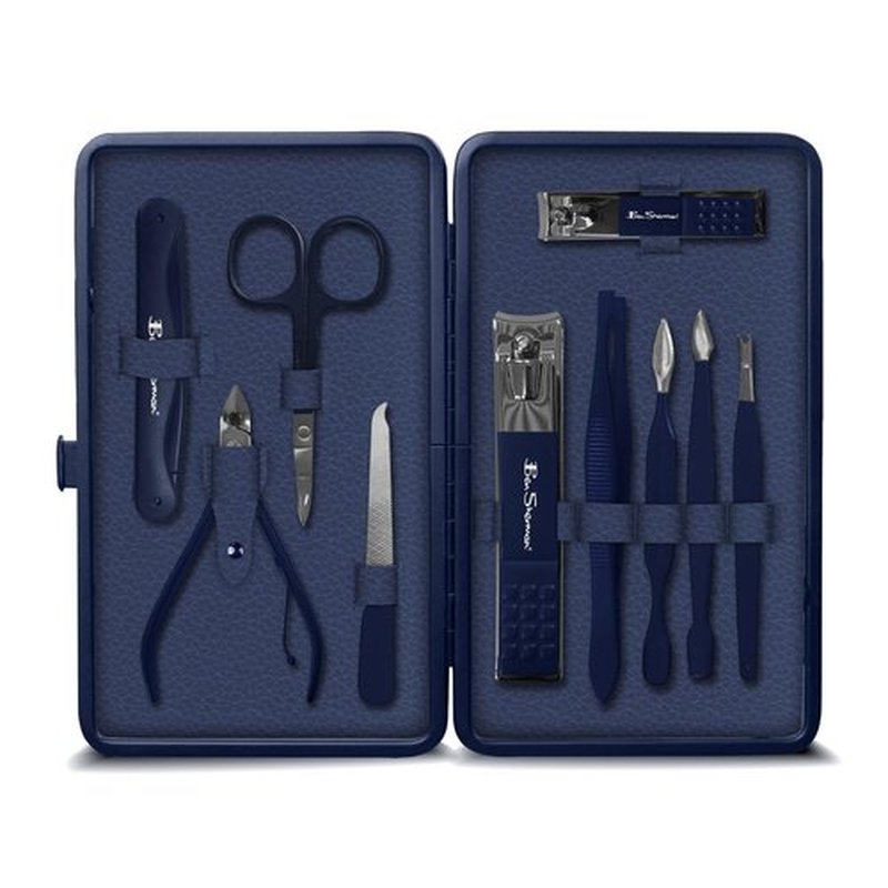 Ben Sherman Nail Clippers for Men Travel Size Nail Clipper Set, 11 Pcs Mens Nail Grooming Kit Includes Nail Clippers, Scissors, Tweezers and Traveling Case