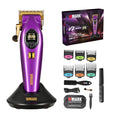 WMARK Professional Infinite Cordless Left-Handed Friendly Hair Clipper – Roller Speed Control, Charging Dock, 9000RPM Outer Rotor BLDC, DLC Steel Blade, Barbershop Tool, NG-V2 (Purple)