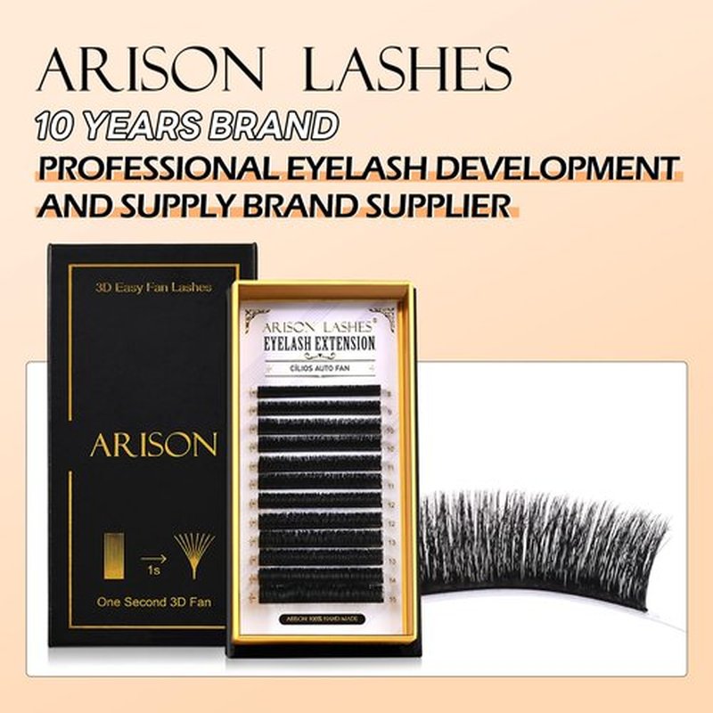 Arison Lashes 3D Easy Fan Lashes 0.03丨0.05丨0.07丨0.10 Thicknesses B丨J丨C丨CC丨D丨DD丨M丨L Curl Eyelash Extension Volume 1 Second Blooming Flower Fake Lash(3D Easy Fan 0.07-D-8-15mix)