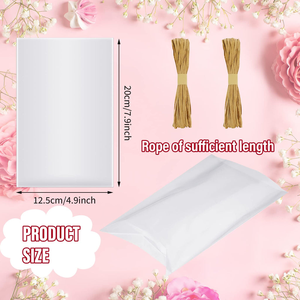 Tudomro 100 Pcs Clear Soap Bags for Homemade Packaging 5'' x 8'' Flat Cellophane Wrappers Bags with Raffia Rope for Soap Bar Making Supplies Wedding Craft Gift Birthday Party Favor