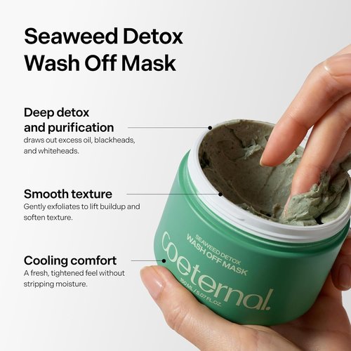 Skiennix Seaweed Detox Wash Off Mask - Cooling Korean Clay Mask for Deep Cleansing & Pore Minimizing | 200ml