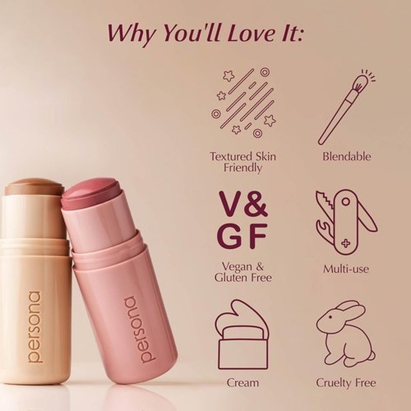 **PERSONA Mojave Dreamstick Cream Bronzer - Lightweight & Blendable Glow Stick with Kaolin & Tea Extracts | Vegan, Cruelty-Free (0.32 oz)**