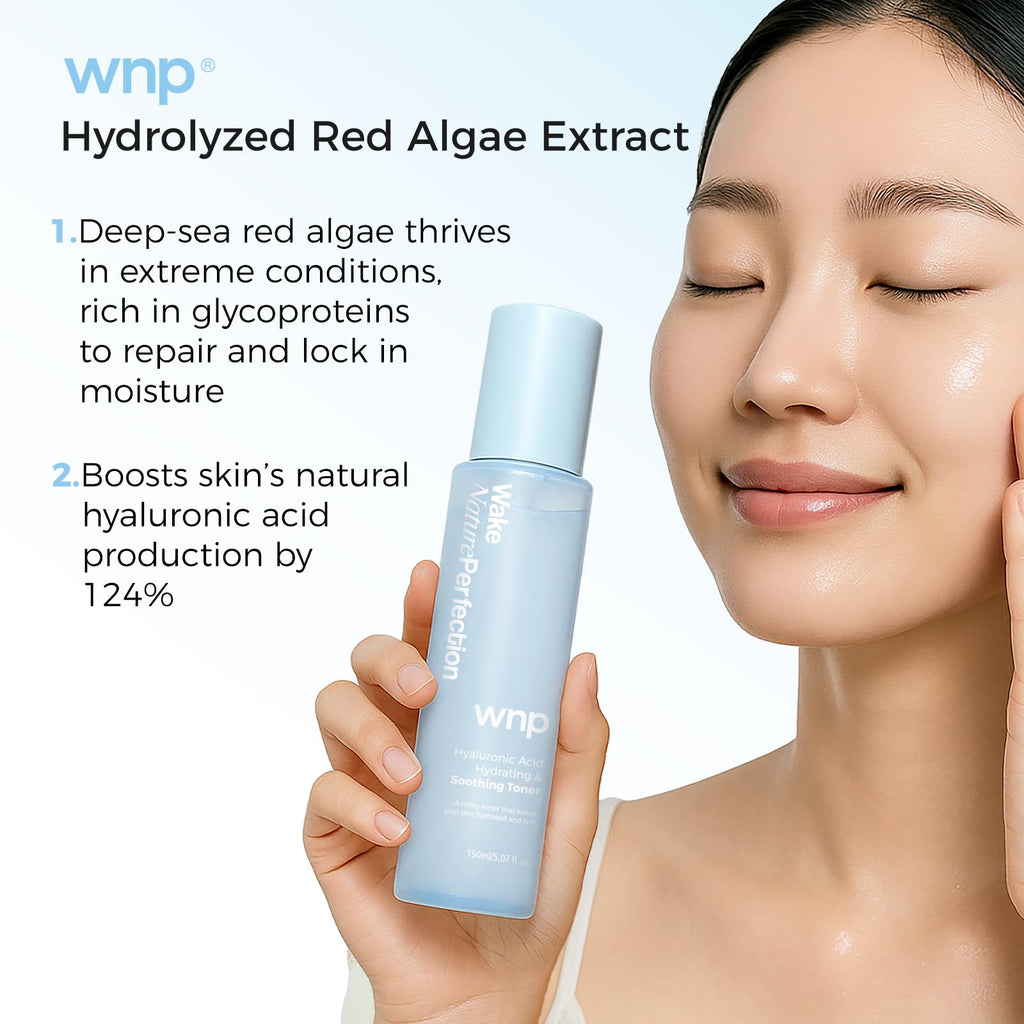 WNP Hyaluronic Acid Hydrating&Soothing Toner: 4D Hyaluronic Acid,Red Algae Extract,Bifida Ferment Lysate, Panthenol Deep Moisture&Skin Barrier Repair Vegan Skincare for Dry & Sensitive Skin