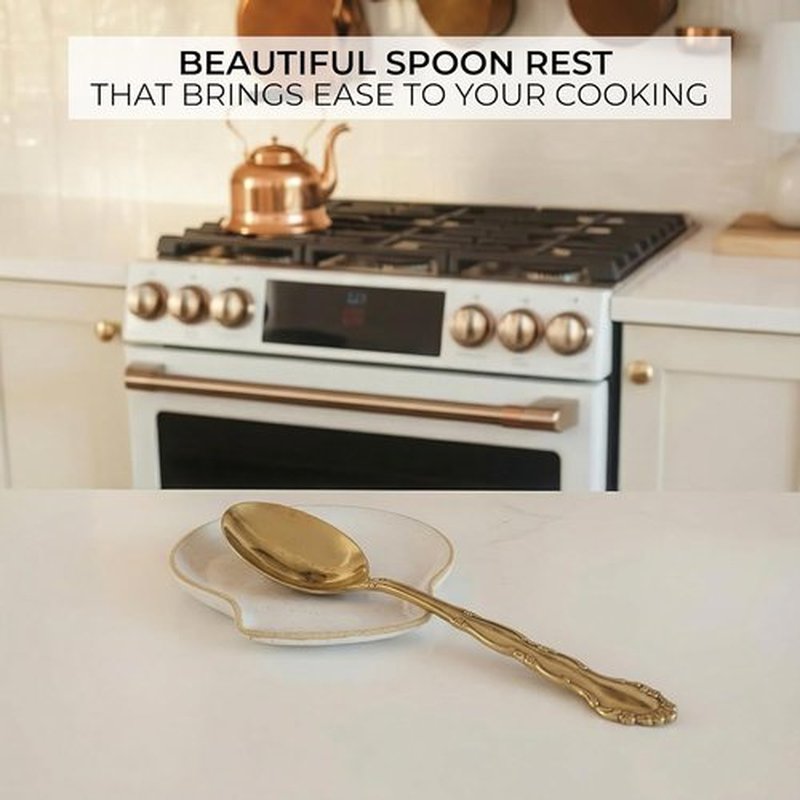 Skiennix Ceramic Spoon Rest - Stylish Spoon Holder for Kitchen Countertop | Easy to Clean & Dishwasher Safe