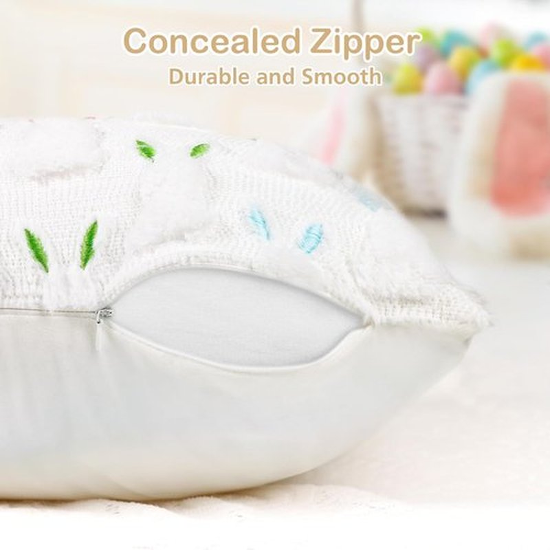 ALFEVA Bunny Pillow Covers | Set of 2 Cute Plush 18" x 18" Easter Decor for Sofa & Living Room
