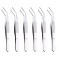 6Pcs Facial Hair Tweezers for Women - Curved & Serrated Tip Precision Tweezers for Eyebrows, Crafting, Sewing & Splinter Removal - Multipurpose Slant Tip Forceps