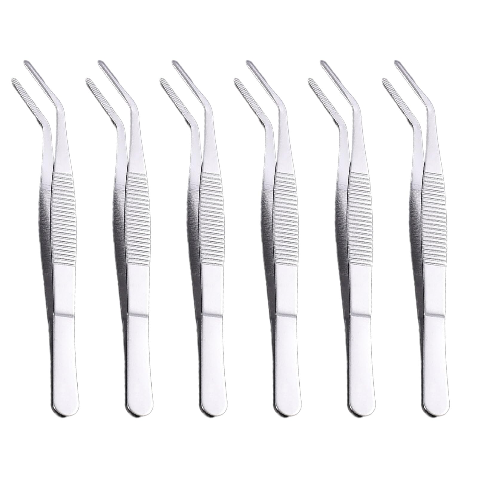 6Pcs Facial Hair Tweezers for Women - Curved & Serrated Tip Precision Tweezers for Eyebrows, Crafting, Sewing & Splinter Removal - Multipurpose Slant Tip Forceps
