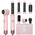 Atopskins 5 in 1 Hair Dryer Brush Set, Detachable Hot Air Styler, Blow Dryer Brush, 3 Heat Settings Auto Curling Wrap Styler, Ionic Hair Styling Tools, Straight Curl Dry Volumiz Smooth (Pink)