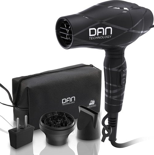 Dan Technology Lightweight Travel Hair Dryer,Portable Mini BlowDryer with Concentrator&Diffuser, with Nozzle Attachment Ceramic,