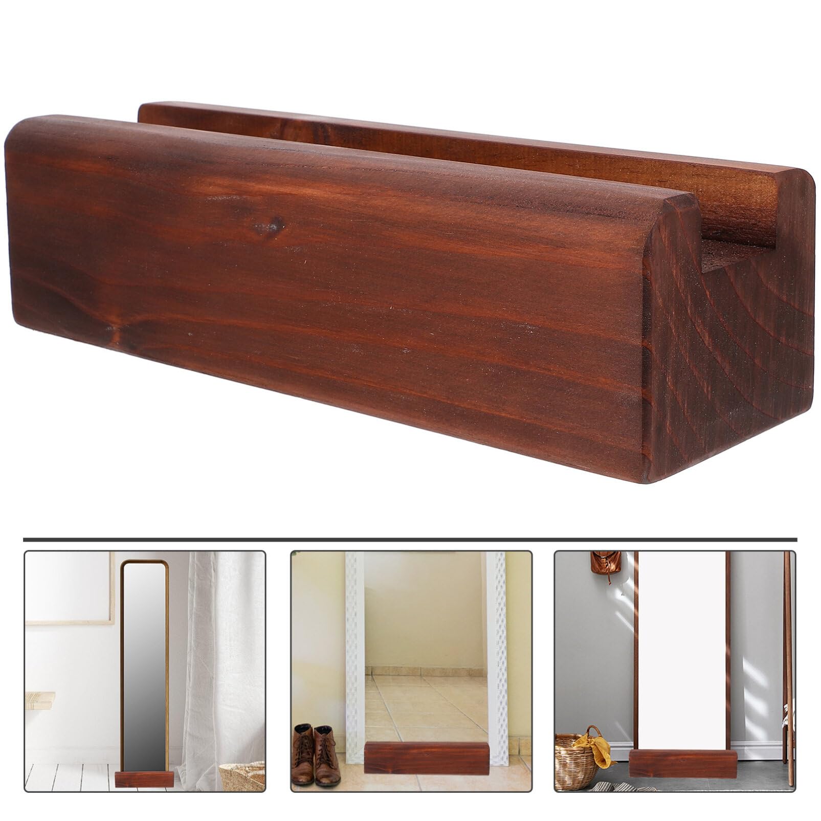 Uonlytech Floor Mirror Stand Wooden Support Base 9.84X3.14X2.75 Inch Stable Mirror Holder for Full Length Home Entryway Bathroom Use