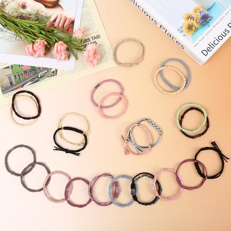 BESKIT 50 PCS Boho Hair Ties, 5 Styles Elastic Hair Tie Bracelets for Women, No Damage 2.36'' Hair Elastic Ponytail Holders for Girls with Thick, Thin and Long Hair