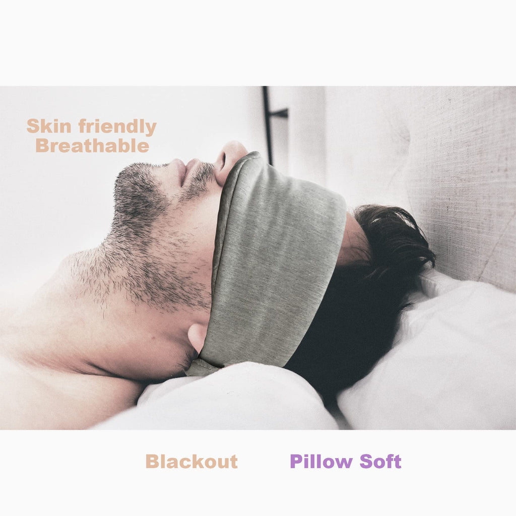 Fan Wu 100% Breathable Cotton Sleep Mask – Zero-Pressure Eye Mask for Side Sleepers | 99% Blackout for Travel & Home Use - Includes a Premium Travel Pouch