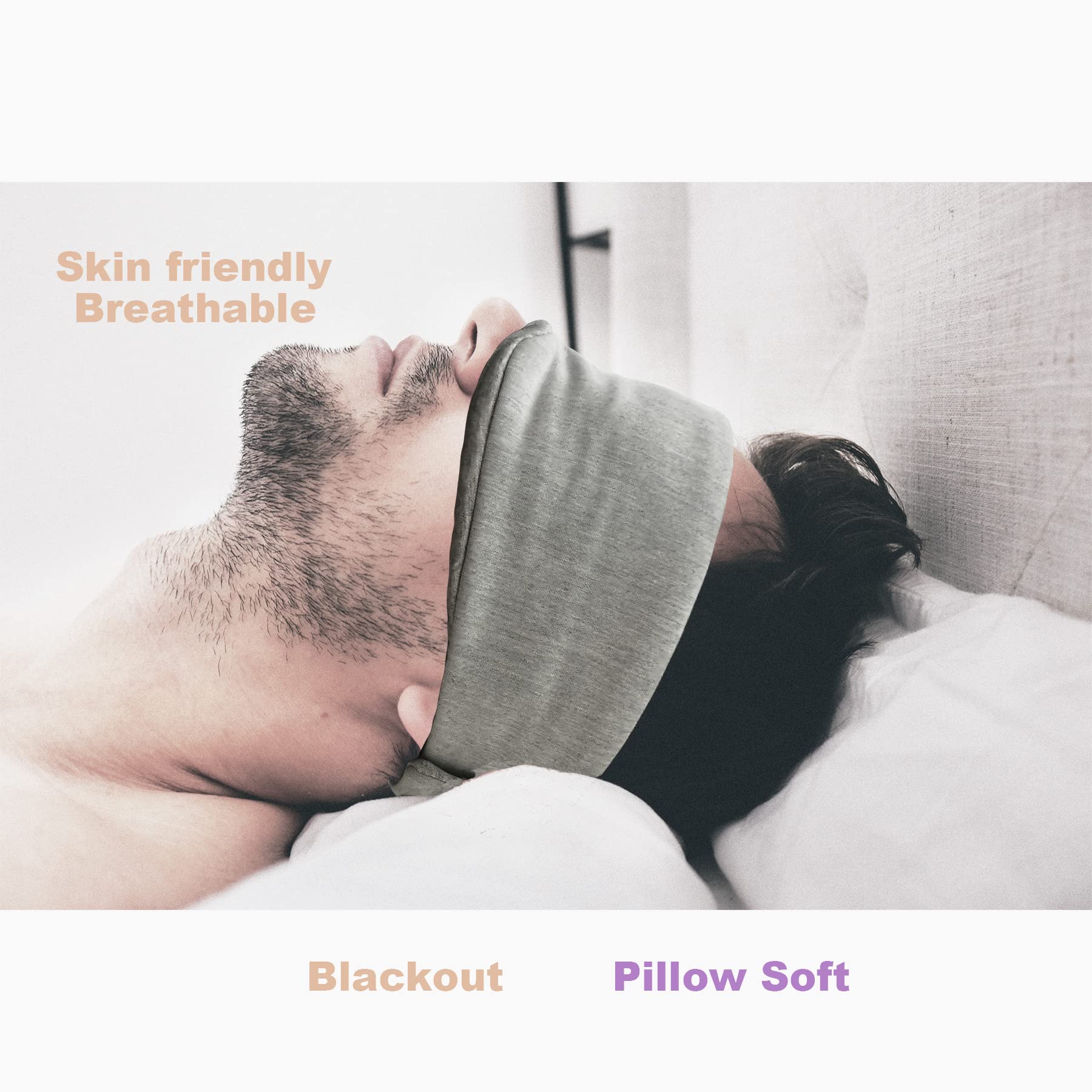Fan Wu 100% Breathable Cotton Sleep Mask – Zero-Pressure Eye Mask for Side Sleepers | 99% Blackout for Travel & Home Use - Includes a Premium Travel Pouch